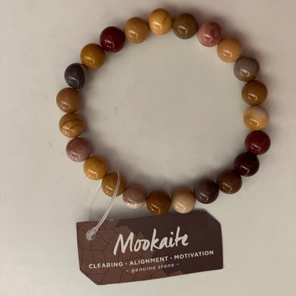 Elastic Shiny Mookaite Jasper Bracelet - Picture 6 of 6